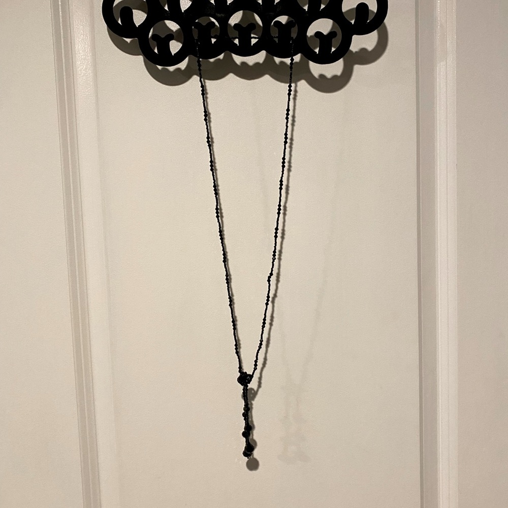 Black Rhinestone Long Elegant Statement Necklace - image 4